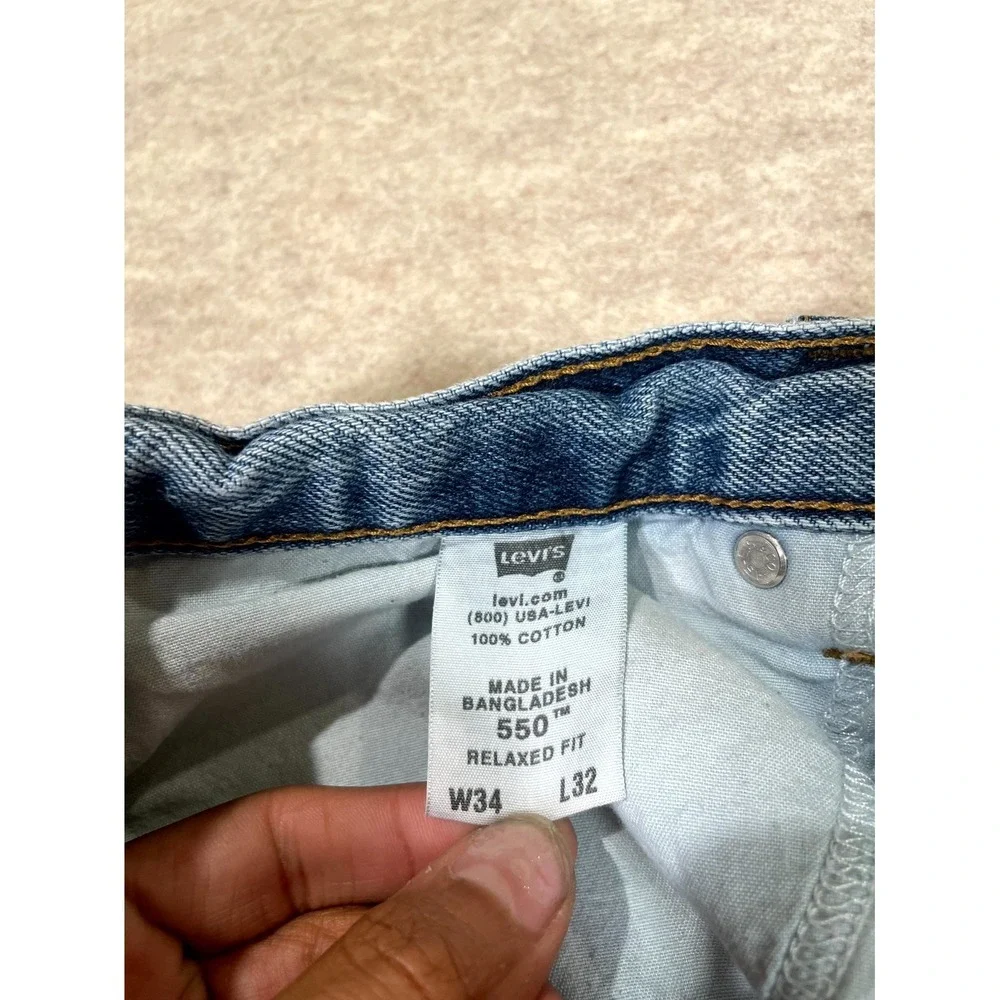 Levi's 550 Authentic Relaxed Fit Jeans Mens 34x30 Blue Denim Cotton‎ Casual Wear